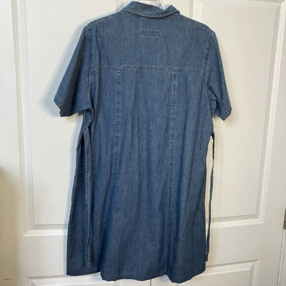 Ernazhiyi Denim Shirt Dress Womens Cotton Blue Jean Knee Length Button Front - Picture 3 of 9